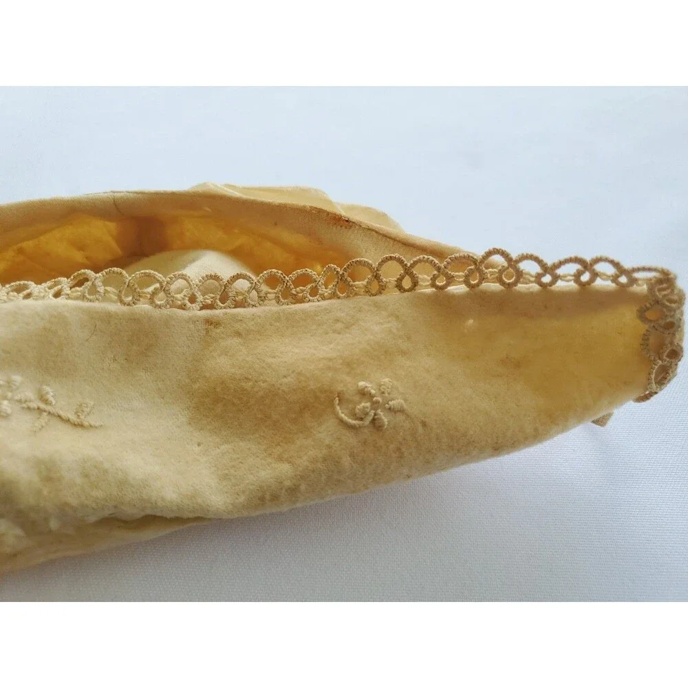 Antique Baby Bonnet Hand Sewn Tatted Embroidered 1890s Turn of Century Lined